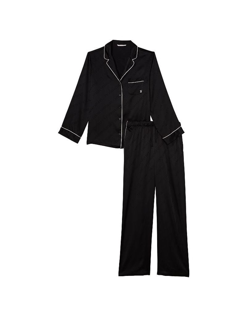 Pijama-Pantalon-de-Satin-Negro-Victoria-s-Secret